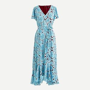 J.Crew Long Summer Dress Aqua Paisley Size 8 NWT